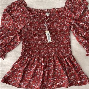 Max Studio smocked floral top XS and NWT $98.